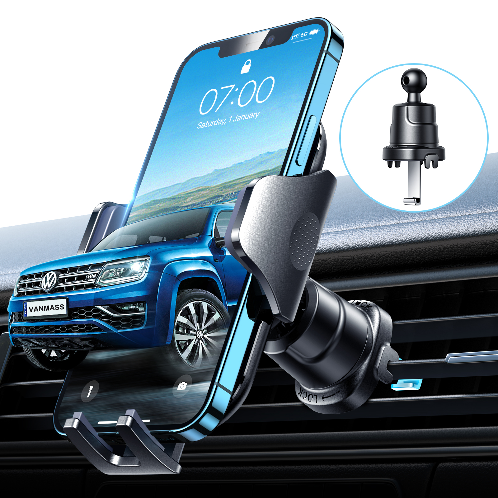 Auto-Telefonhalter Vanmass [2023 Stärkste Saug- und Clip-Halterung]  Handyhalterung für  Armaturenbrett-Windschutzscheiben-Entlüftungs-LKW-Zubehör Cradle Dash Stand  für Iphone
